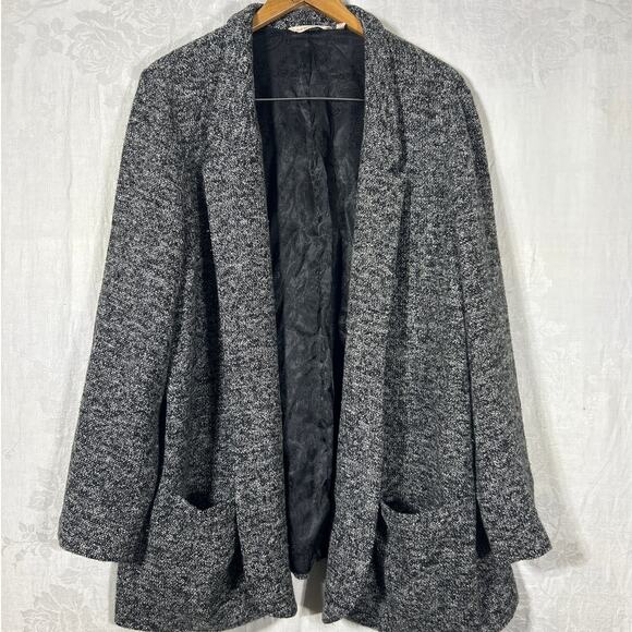 Soft Surroundings Blazer 2x Gray Tweed Paisley Lined Unstructured Long Pockets - Picture 1 of 11